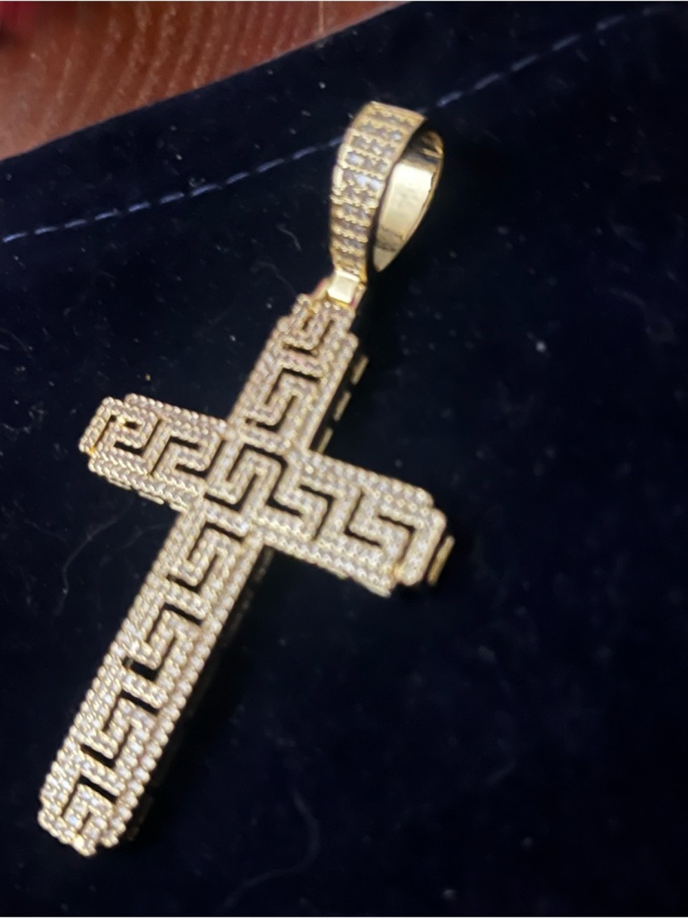 2in Gold Pave Cross Pendant